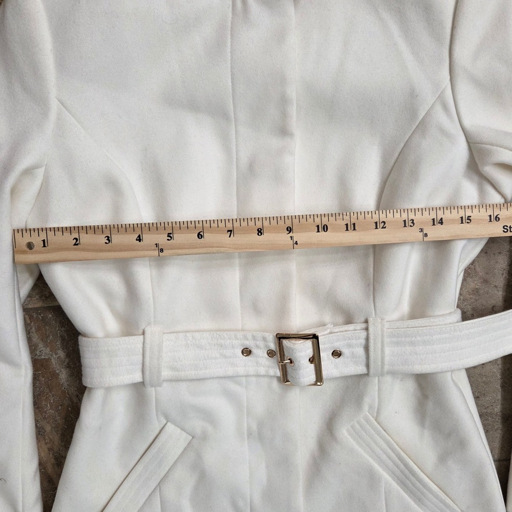 Atmosphere White Funnel Neck Belted Coat Winter Warm‎ Jacket Size 4 - Picture 7 of 15